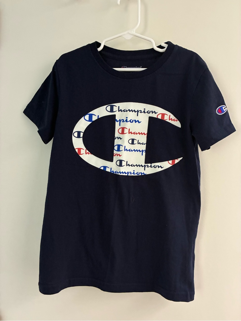 Champion Kids Navy Tee with Red, White & Blue Logo